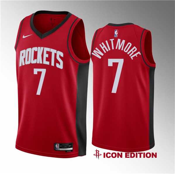 Men%27s Houston Rockets #7 Cam Whitmore Red 2023 Draft Icon Edition Stitched Basketball Jersey Dzhi->houston rockets->NBA Jersey